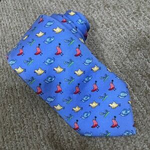J. McLaughlin Silk Necktie Blue Novelty Snail Chick Chili Pepper Floral Preppy